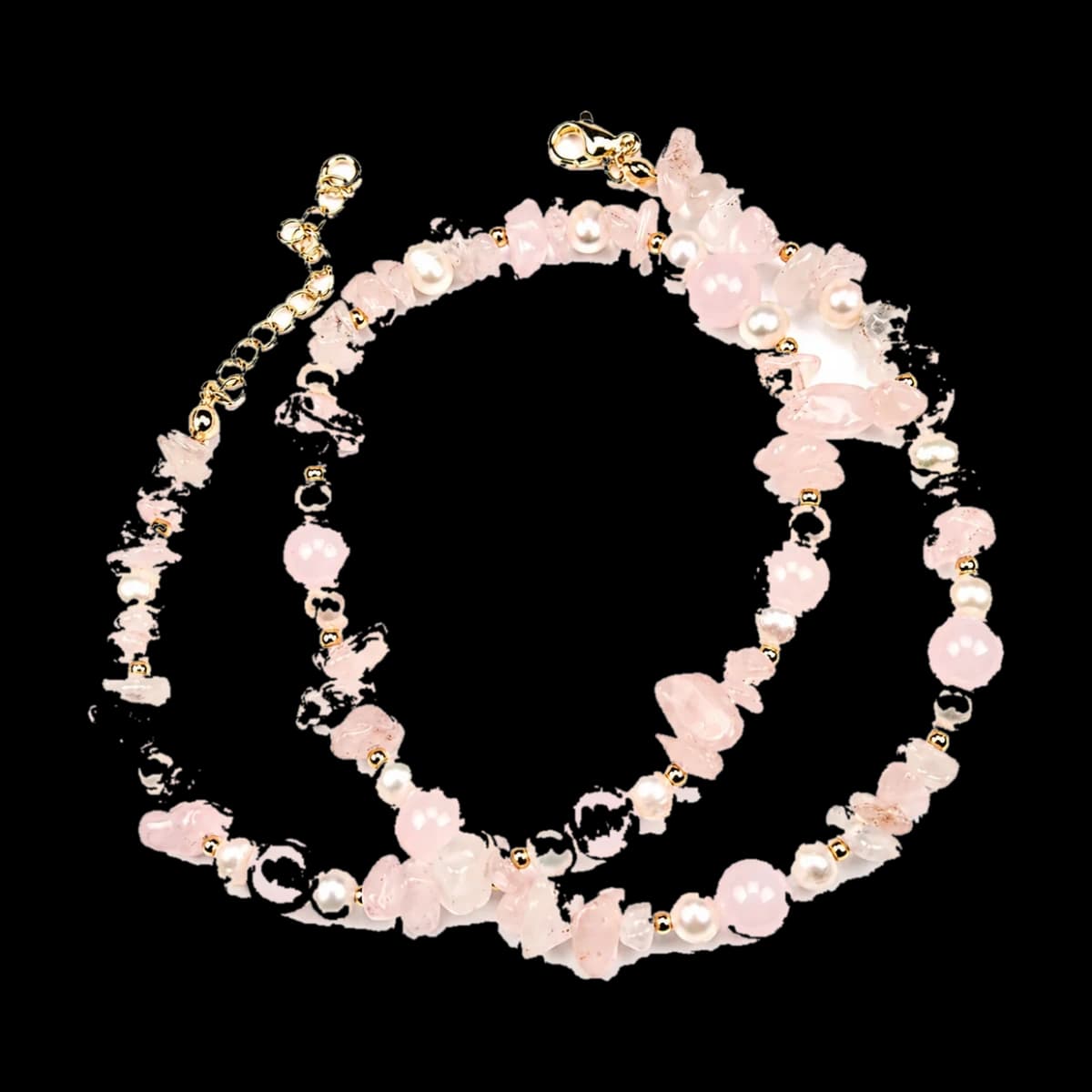 Cuarzo rosa y perlas